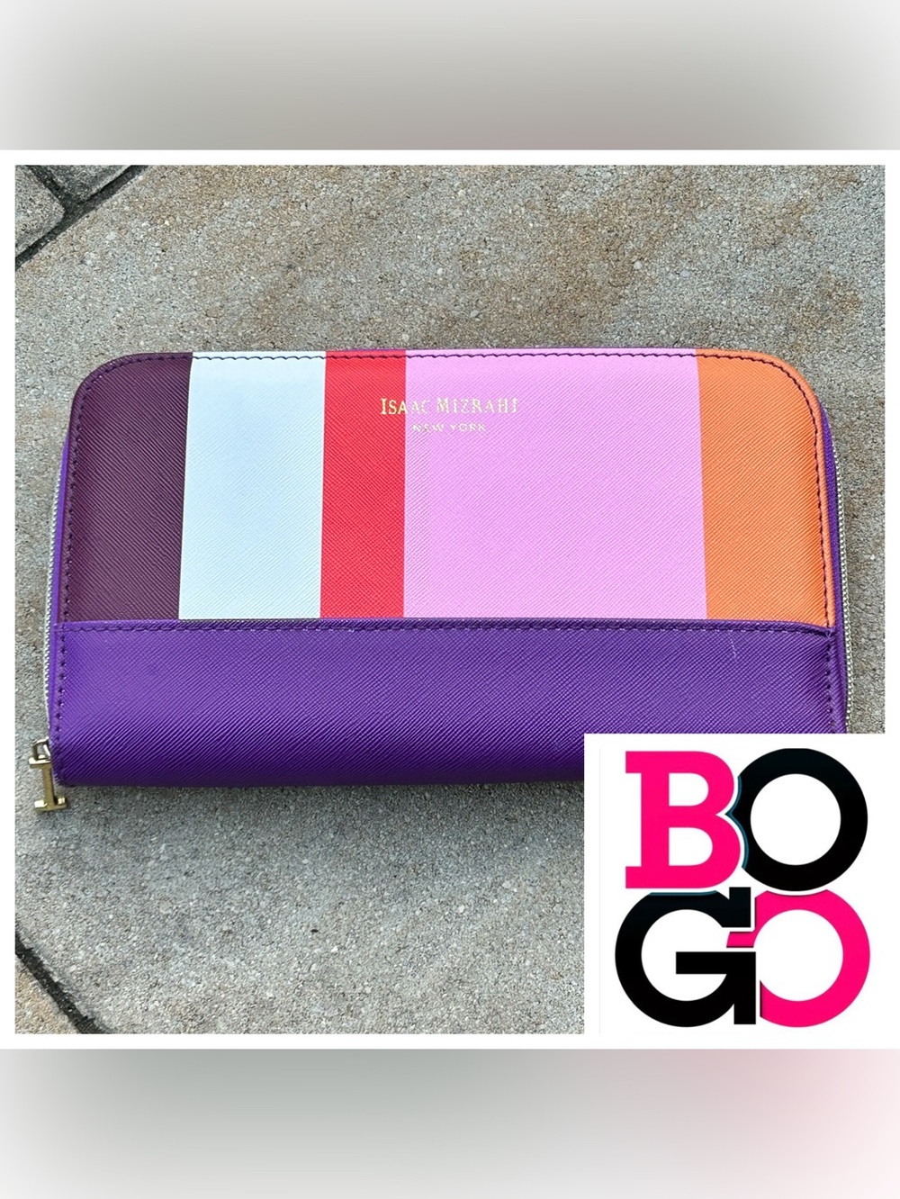 Isaac Mizrahi NY Cosmetics Clutch Zip Wallet Case Multicolot